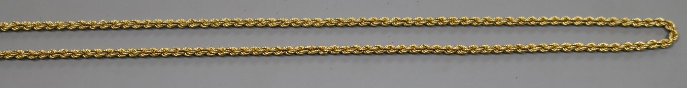 An 18ct gold ropetwist necklace, 50cm.