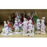 Four Royal Doulton figurines and six various other figures and groups, comprising 'Top 'O the Hill',