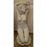 A resin marble effect figure of a kneeling girl H.102cm