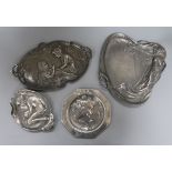 Four Art Nouveau pewter dishes (two of which are WMF)