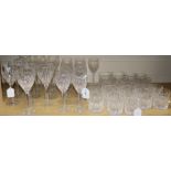 A part suite of Stuart Crystal 'Shaftesbury' pattern table glassware, comprising 13 red wine