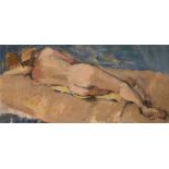 F. Dobson oil on canvas, Reclining nude, signed, 56 x 115cm.