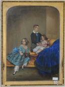 Thomas Grimshaw (fl.1853-1864) pastel, Portrait of three children, signed and dated 1847, 73 x