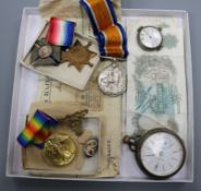 A WWI trio, military watches and bank notes