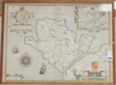 John Speed (1552-1629), a map of 'Anglesey - Antiently called Mona', later hand-coloured,