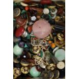 A large quantity of assorted buttons, hardstone and loose cut gemstones.