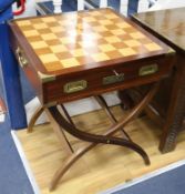 A Waterloo chess set by Charles Stadden, No. 27/250, in military style brass-bound mahogany games