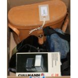 An Olympus OM-1N SLR camera, a pair of Zenith 7 x 50 binoculars and sundry items