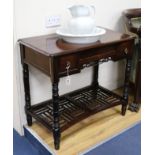 A Chinese hardwood washstand and jug and bowl W.87cm