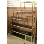 Maison Jansen style brass shelving unit W.170cm