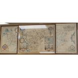 John Speed (1552-1629), three County maps of Wales, later hand-coloured, including 'Denbighshire',