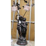 A modern bronze classical figure table lamp