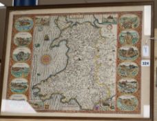 John Speed (1552-1629), a map of Wales published by John Sudbury and George Humble [1616 Latin