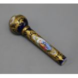 A Dresden style painted porcelain cane handle, 11cm