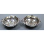 A pair of Edwardian silver two handled bowls, Abraham Meyer Blackensee, Birmingham, 1908, 17.3cm