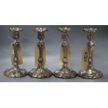 A set of four electroplated candlesticks c.1840 24cm high