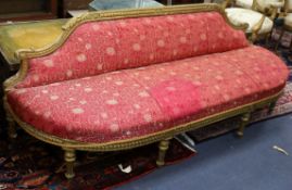 A Louis XVI style carved giltwood banquette W.205cm