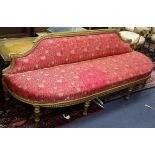 A Louis XVI style carved giltwood banquette W.205cm