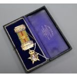 A silver-gilt Masonic badge presented to Prfg Farr October 30th 1938 Carl Hasselgren Lodge
