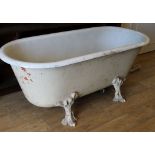 A Victorian enamelled cast iron freestanding bath W.165cm