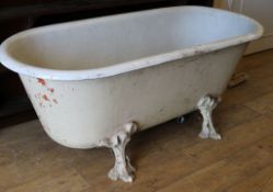 A Victorian enamelled cast iron freestanding bath W.165cm