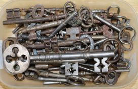 A collection of old large keys largest 19cm