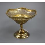 A George V pierced silver gilt comport by Charles Boyton & Sons, engraved with baron's coronet,