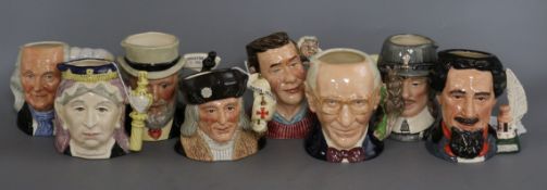 Eight Royal Doulton small character jugs, including 'The Jug Collector', D7147, 'Charles Dickens',