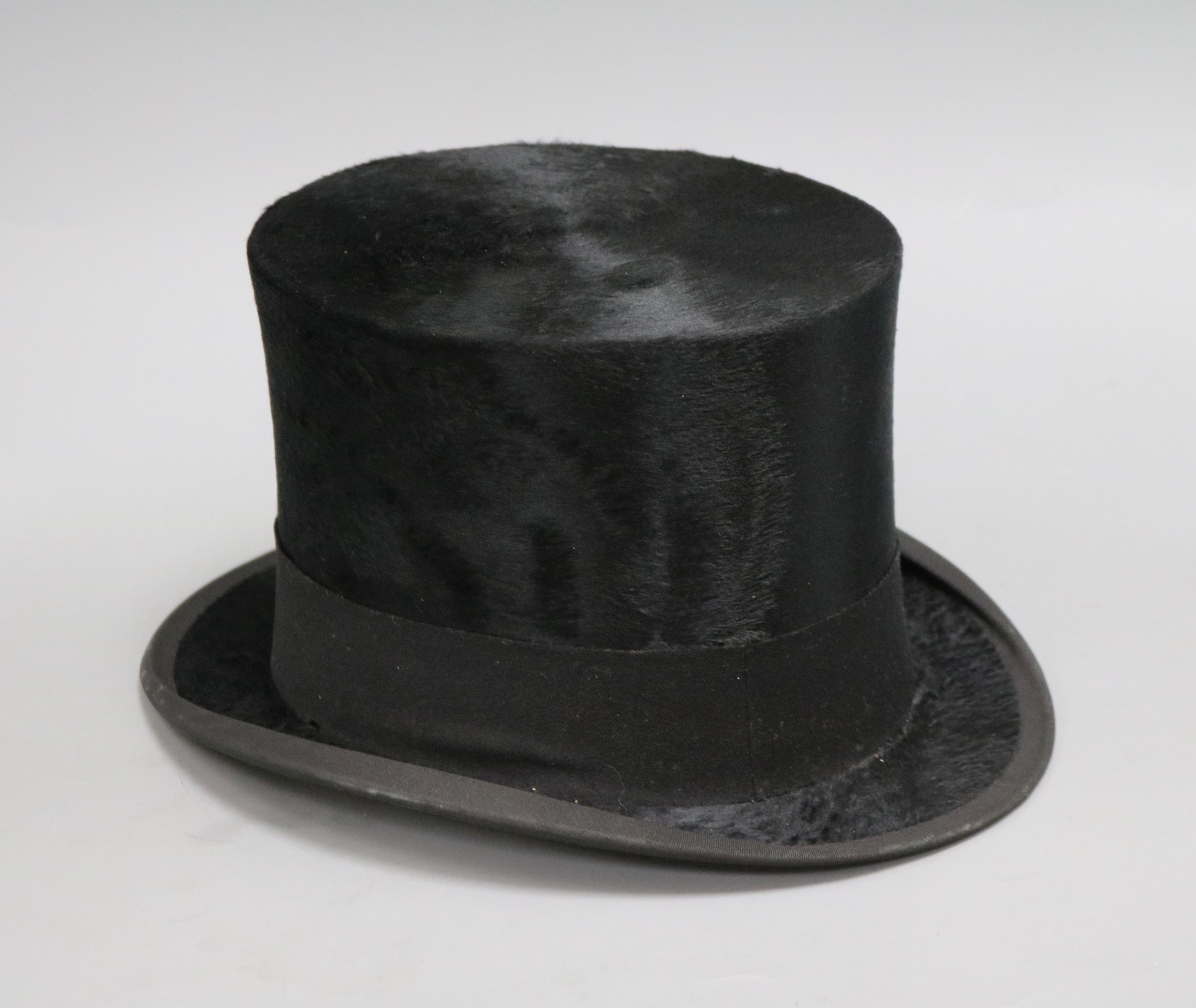 A Cuthbertson moleskin child's top hat, boxed