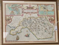 John Speed (1552-1629), a map of Glamorganshire, later hand-coloured, published by John Sudbury
