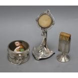 A WMF Secessionist match holder, a WMF Napoleon trinket box, a WMF watch stand