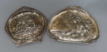 A WMF secessionist style plaque of putti and a classical figural plaque of a seated lady