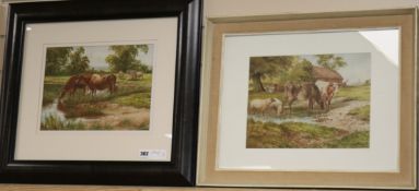 G. Rockhill, two watercolours, Canterbury Meadows, signed, 23 x 32cm.