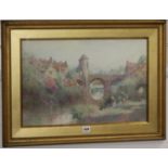 Charles Gregory, watercolour, The Mennow Bridge at Monmouth, signed