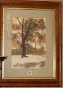 B. Jull, watercolour, Landscape, 39 x 26cm, maple framed