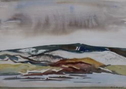 Anne Ballingall, watercolour, 'Snow storm, Loch Rannoch, January 1984', 32 x 46cm