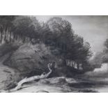 Dr Thomas Monro (1759-1833) chalk and wash, A Woodland Pond, Provenance; W.Foxley Norris, Dean of