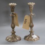 A pair of electroplated candlesticks, c.1845