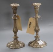 A pair of electroplated candlesticks, c.1845