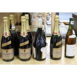Eight bottles of champagnes and wines
