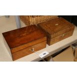 Two Victorian inlaid walnut jewellery boxes