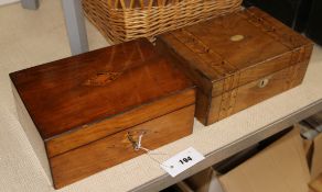 Two Victorian inlaid walnut jewellery boxes