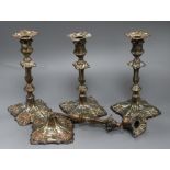 A set of four electroplated candlesticks