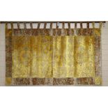 A Venetian gold-ground printed velvet wall hanging with decorative wooden pole length 183c