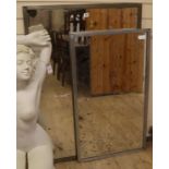 Two industrial style metal framed wall mirrors W.78cm and 55cm