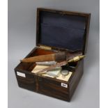A rosewood box, jewellery boxes, daggers etc