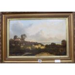 Victorian School, oil on canvas, Sheep in a landscape, 35 x 55cm.