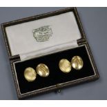 A pair of 18ct gold oval cufflinks.