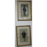 A pair of Koto Japanese watercolours one signed Prosperi 1892, 33 x 19cm.