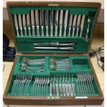 A plated canteen of cutlery, setting for eight persons, cased